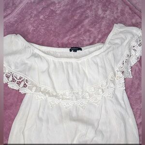 Ambiance Cream Off-Shoulder Lace Blouse